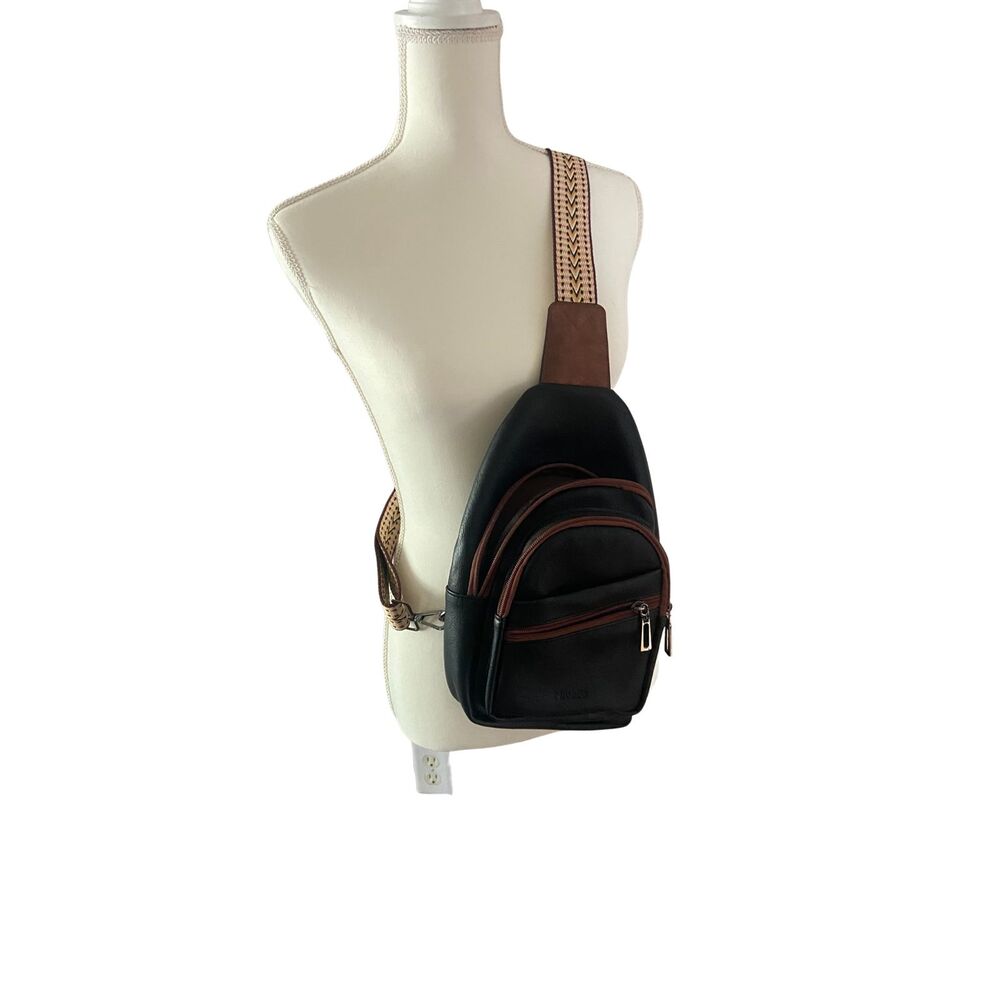 Mroede Convertible Sling Crossbody Bag Black Brown Boho Chic Guitar Strap